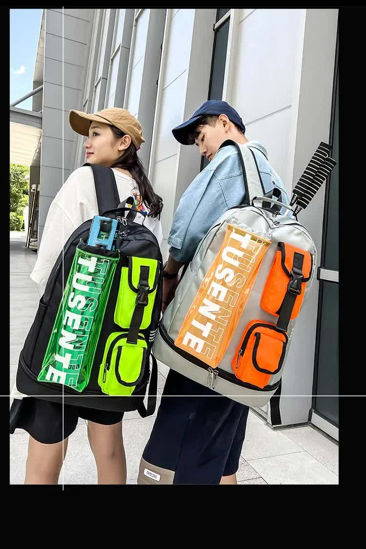 Green And Black Stylish Sports Backpack with Contrast Pockets - Unisex Gym Bag for Badminton & Tennis - Image 8