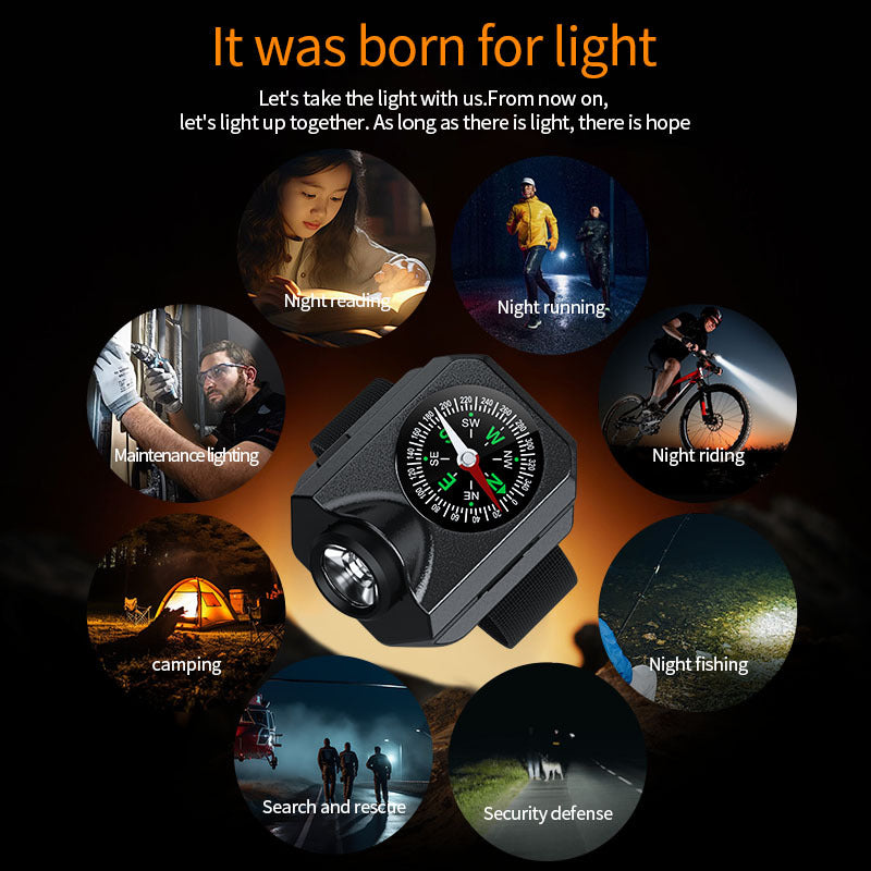 XPG Wrist Light for Outdoor Camping - Rechargeable LED Running Light with Compass and Watch for Survival and Adventure - Image 5