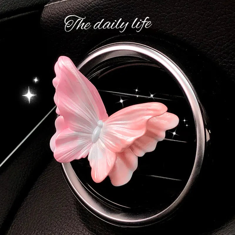 Dreamy Pink Butterfly Set of 3 Butterfly Car Air Vent Clips - Decorative Scent Diffuser Ornaments