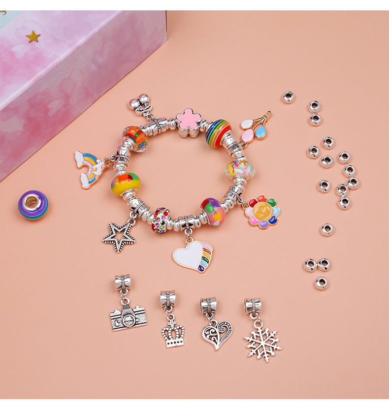 Unicorn DIY Beaded Bracelet Kit for Kids - Pink Crystal Beads and Charms Jewelry Set with Gift Box - Image 7
