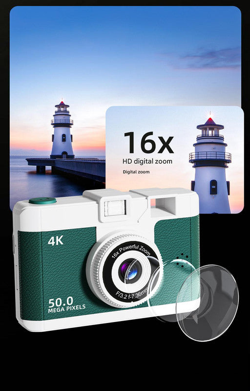 Compact 4K Digital Camera - 50MP, 16x Zoom, 2.4-inch IPS Screen, WiFi & Fill Light - Retro CCD Style(black) - Image 6