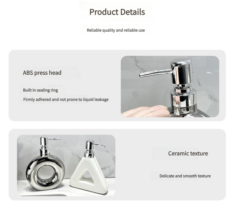 Modern Ceramic Soap & Lotion Dispenser - Unique Geometric Designs, 300ml Capacity(Triangular lotion bottle, silver) - Image 6