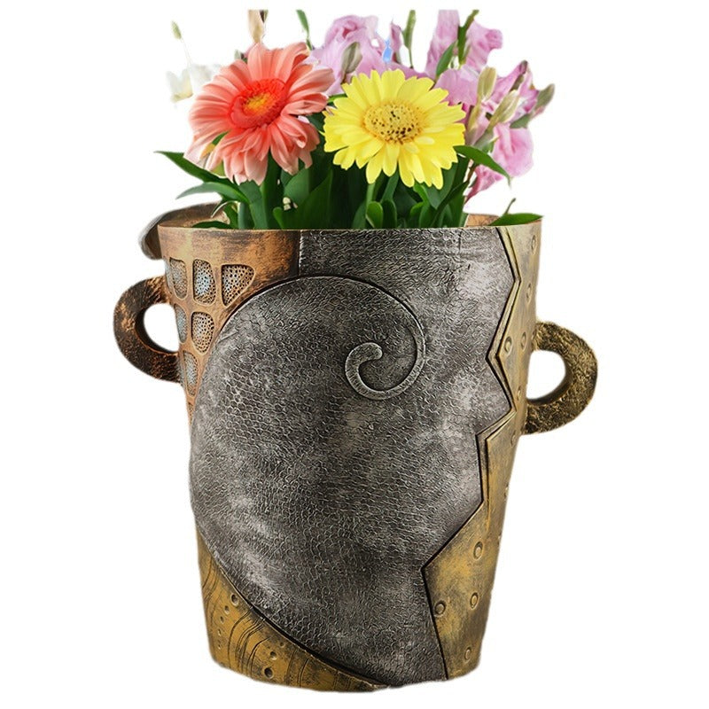 Abstract Face Planter Pot - Artistic Resin Decor for Succulents & Plants (Antique Style - 12.5*12*9CM) - Image 4