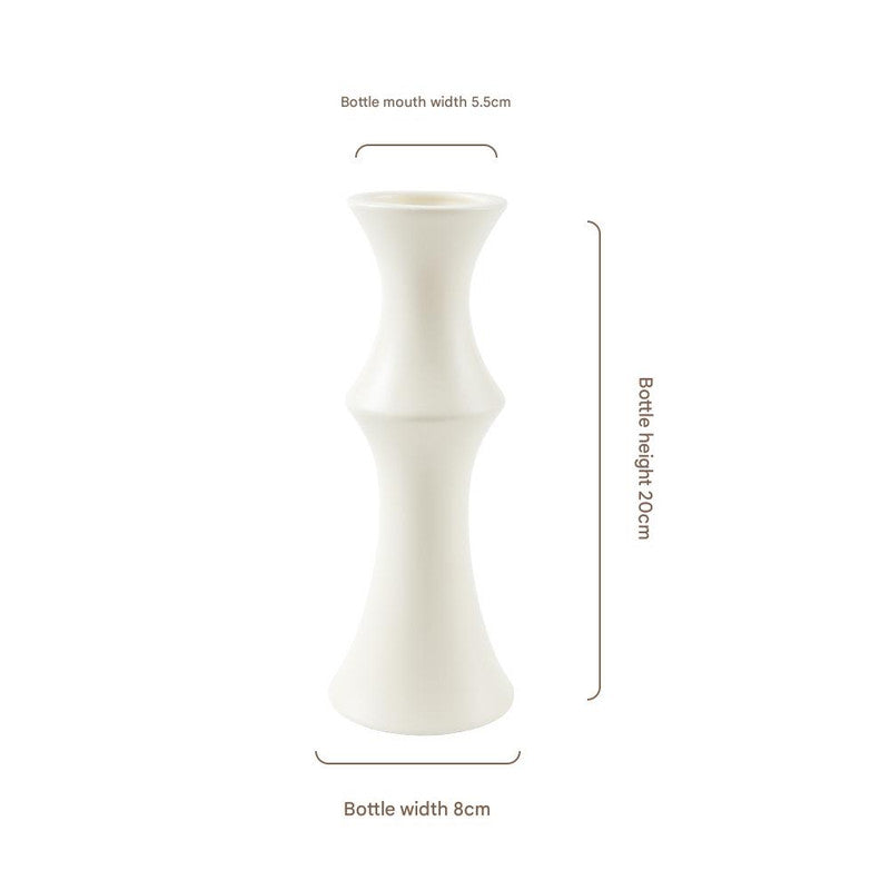 Matte White Ceramic Vase - Unique Bamboo Shape Design (20x8x5.5cm) - Image 2
