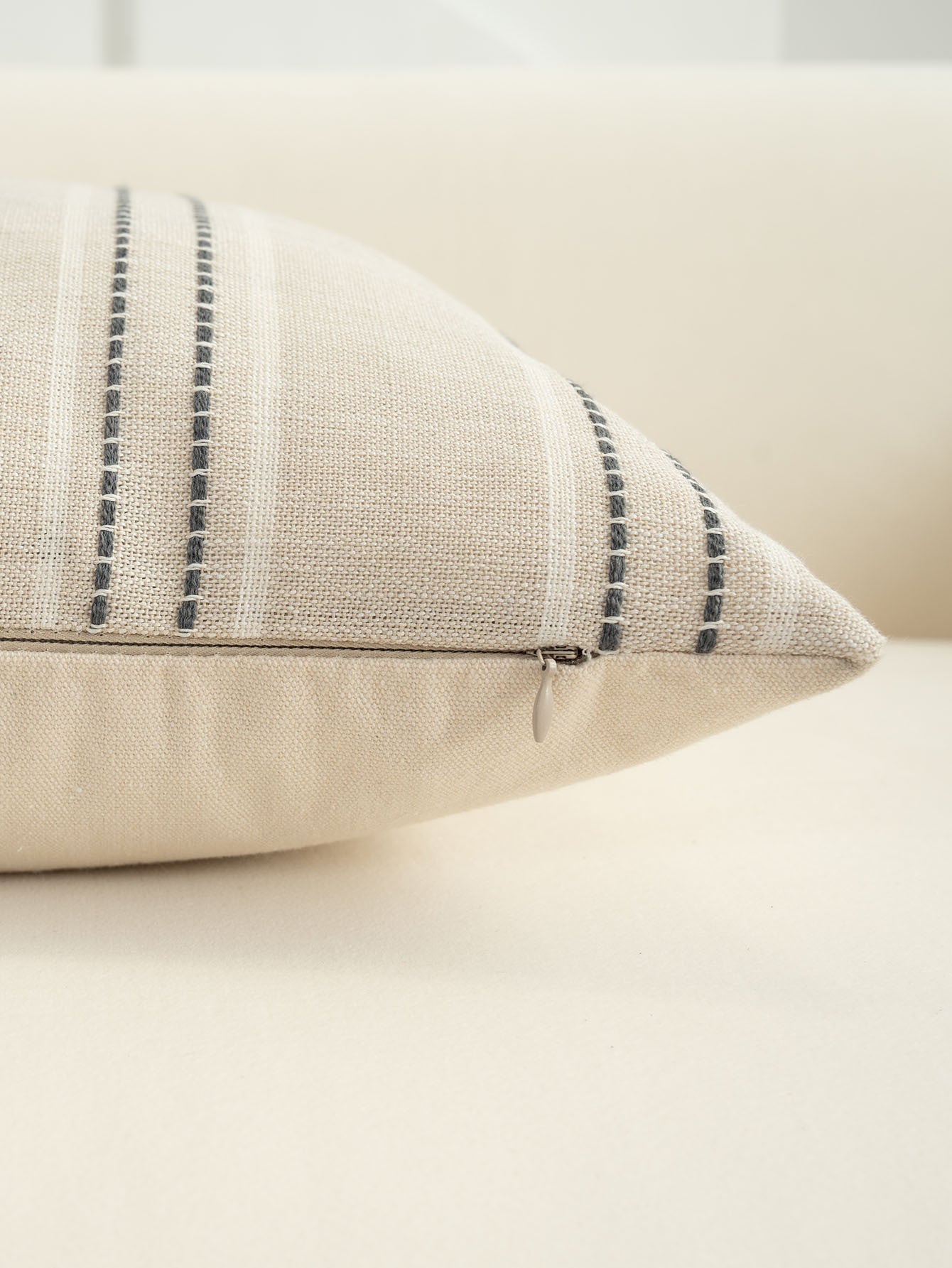 Textured Vertical Striped Pillowcases - Scandinavian Home Decor Accents (Grey Stripes Pair - 45x45cm) - Image 4
