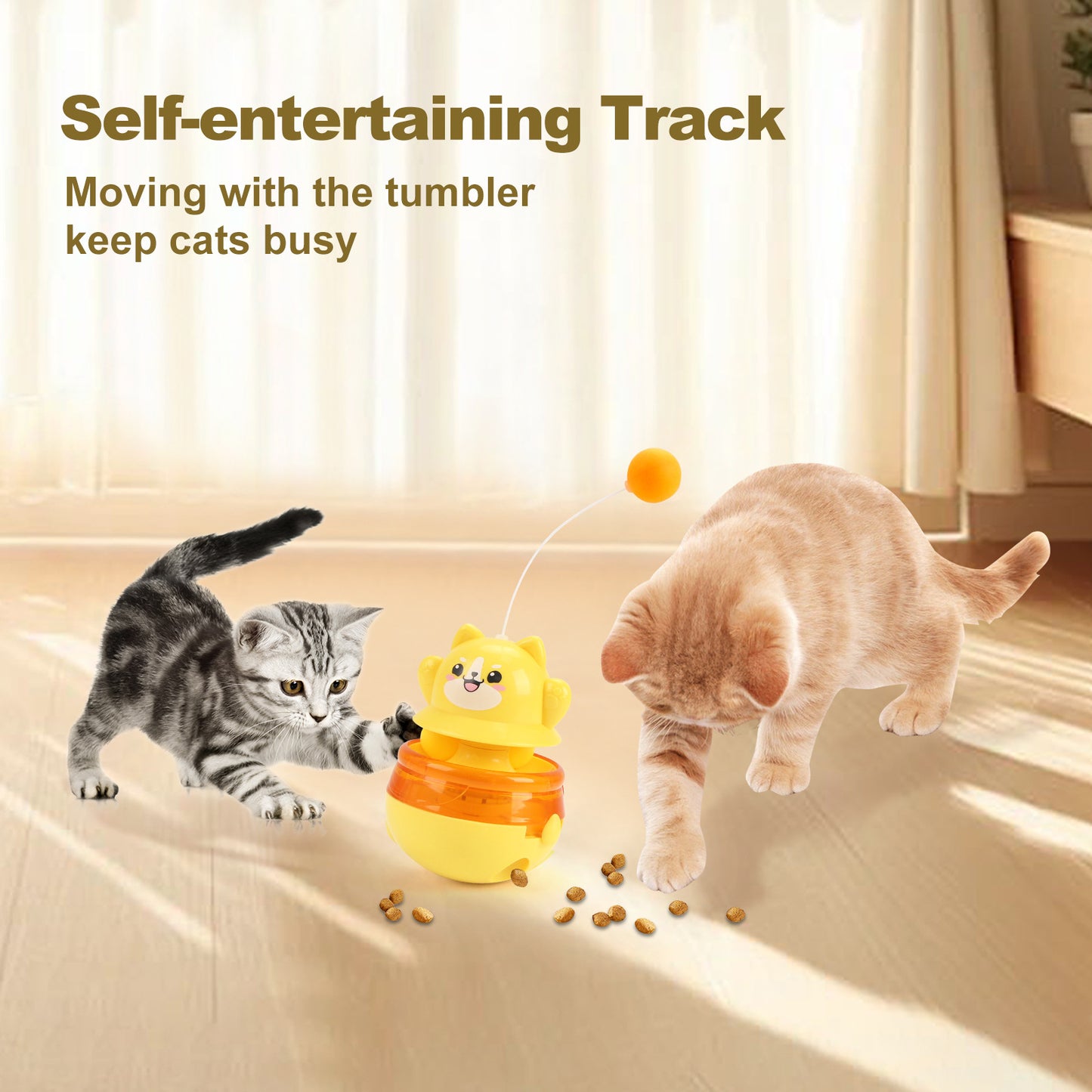 Pink 3-in-1 Interactive Cat Toy - Tumbler, Treat Dispenser, Track & Teaser Ball - Image 5