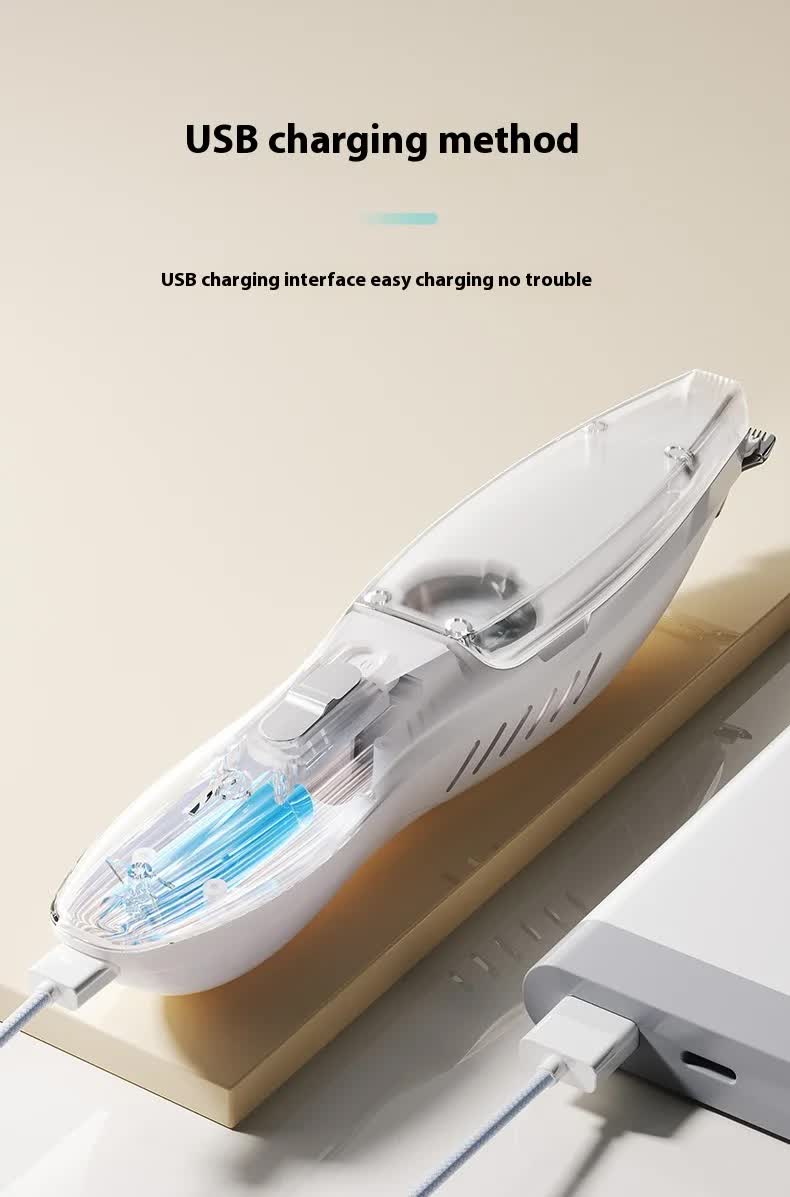 White Rechargeable Pet Grooming Clipper with Built-in Vacuum - Low Noise Hair Trimmer for Dogs & Cats - Image 9