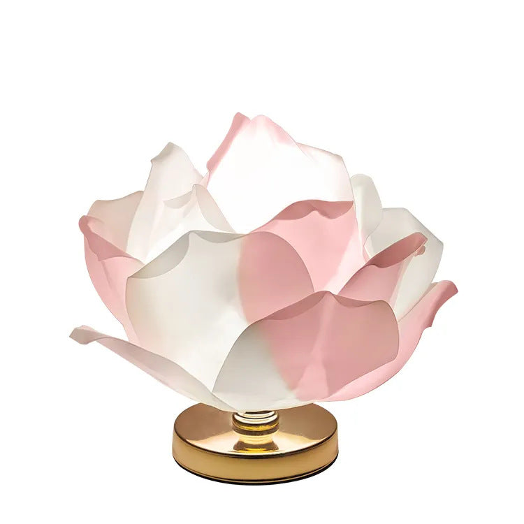 White Elegant Lotus Flower Table Lamp - Decorative Bedside Night Light for Bedroom Ambiance - Image 3