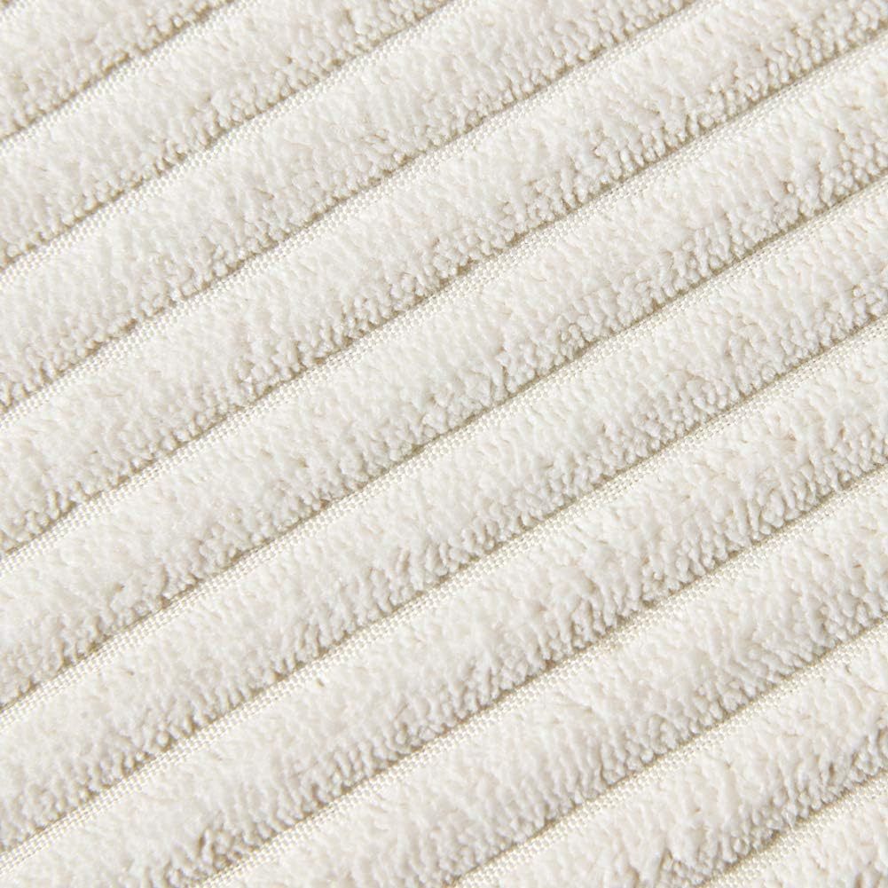 Light Green Soft Corduroy Cushion Cover Set (1 Square + 1 Rectangular) with Pom Pom Trim - Decorative Throw Pillow Cases for Sofa Couch - Image 6