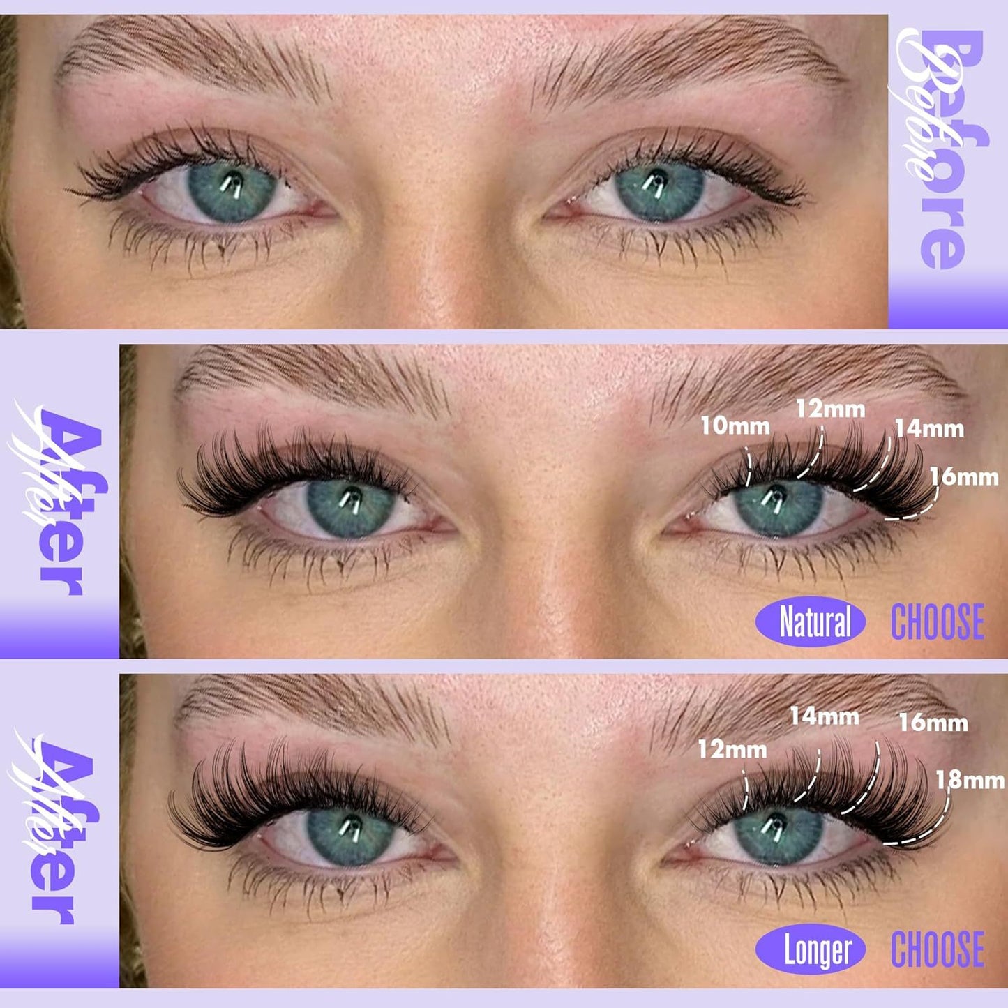 3 Pcs Black Stunning DIY Cluster Eyelash Extension Kit - 3 Trays, Mixed Lengths (10-18mm) Soft Vegan Wispy Lashes for Custom Volume - Image 5