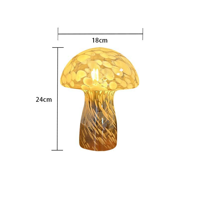 Yellow Charming Retro Glass Mushroom Table Lamp - Vintage Nordic Style Bedside Light - Image 4