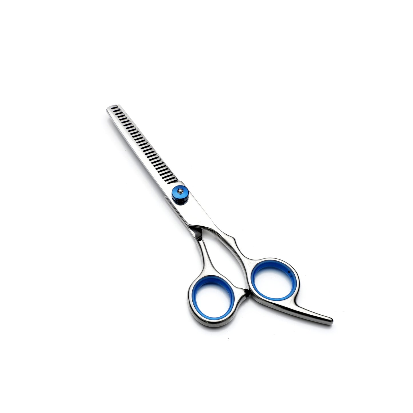 Blue and Silver Complete 5-Piece Pet Grooming Scissors Kit - Stainless Steel Straight, Curved & Thinning Shears with Comb & PU Case (6.0 Inch) - Image 7