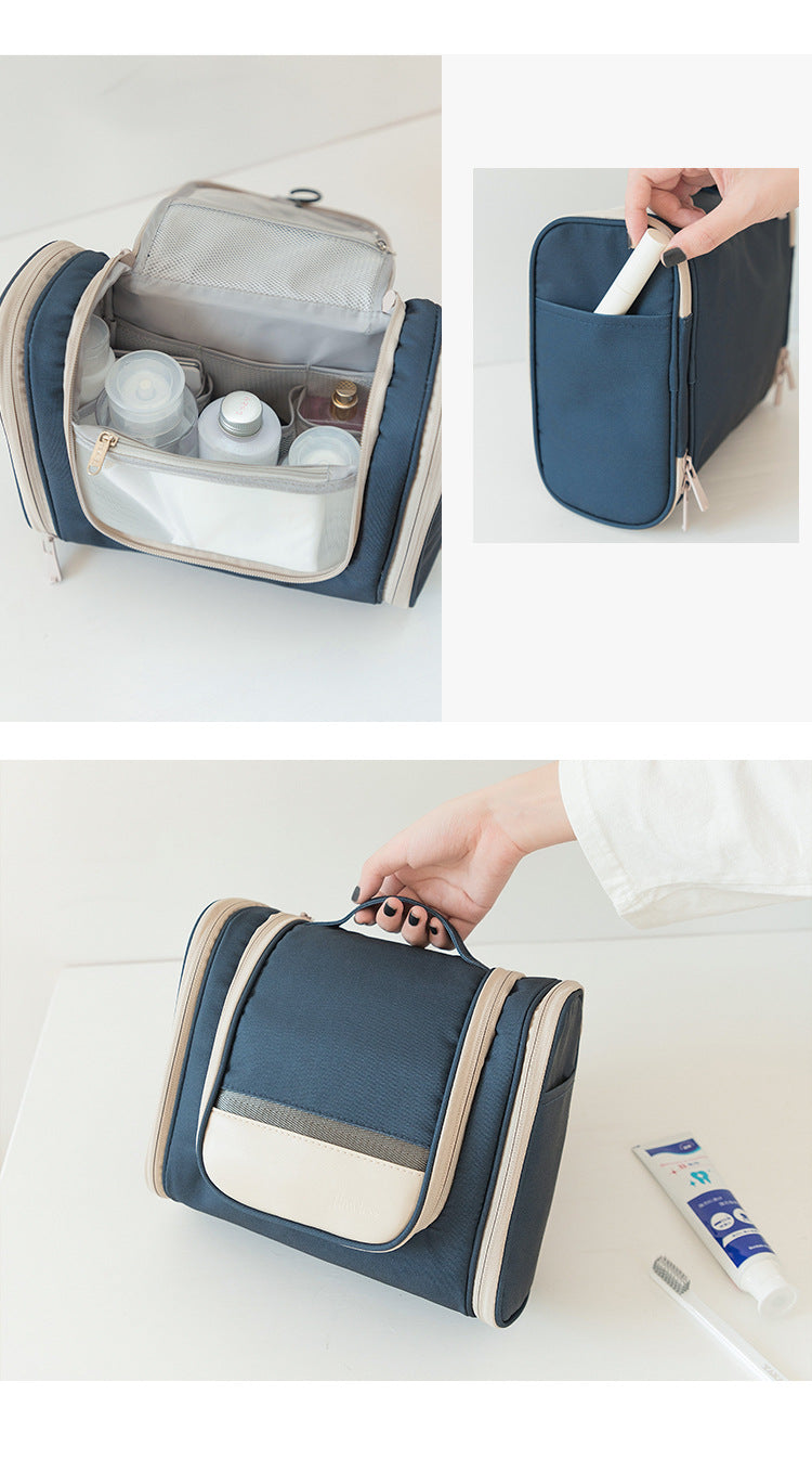 Dark Blue Large Capacity Hanging Travel Toiletry Bag - Portable Waterproof Organizer for Cosmetics, Makeup & Toiletries with Multiple Compartments - Image 7