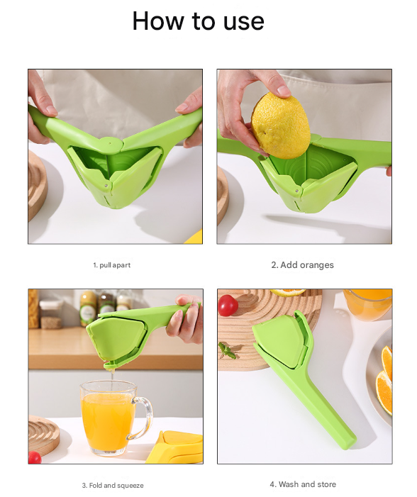 3 Pcs Green Easy-Squeeze Manual Citrus Juicer - Durable Lemon & Orange Squeezer with Pour Spout, Food-Grade PP - Image 7