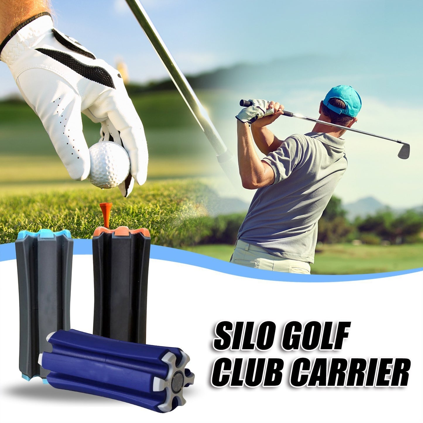 Blue Set of 2 Portable Golf Club Carrier Holders - Lightweight Club Organizer Caddy - Image 4