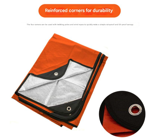 Heavy Duty PE Emergency Survival Blanket - Waterproof Thermal Reflective Tarp (Orange/Silver) - Image 3