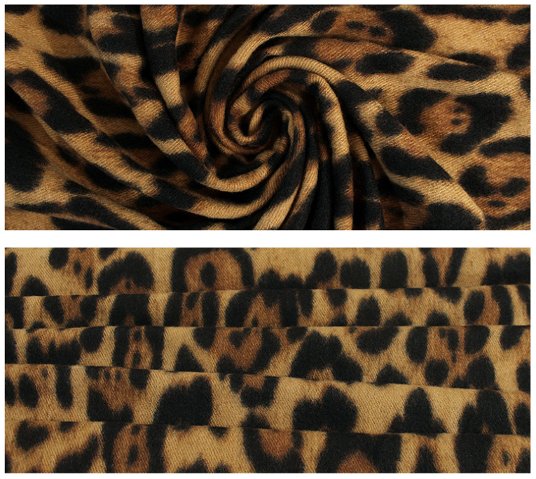 2-Piece Light Brown Leopard Elegant Faux Cashmere Shawl - Warm and Versatile 200 cm Long European-Style Scarf - Image 3