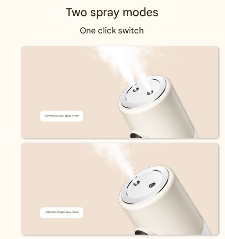 Beige + Base ortable Desktop Dual-Spray Humidifier with Air Purification for Office and Bedroom - Image 3