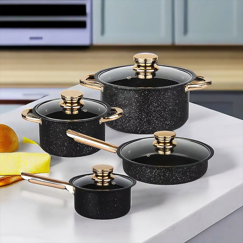 8-Piece Stainless Steel Cookware Set with Maifan Stone Non-Stick Coating - Image 2