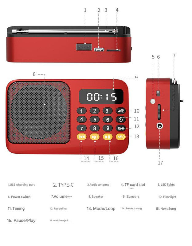 Portable Digital Music Player & FM Radio,4 Playback Modes, LED Flashlight(Green) - Image 8