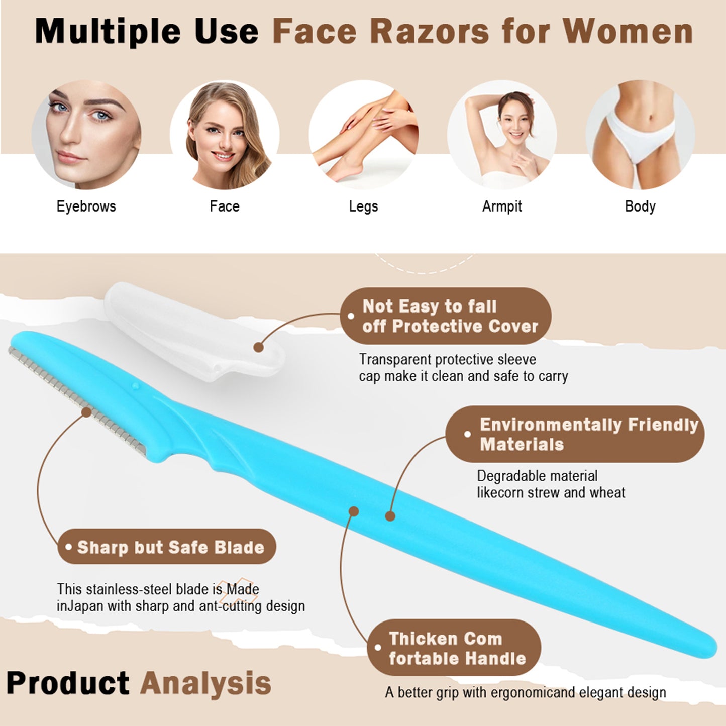 40-Piece Eyebrow Razor & Dermaplaning Tool Set(Colorful) - Image 8