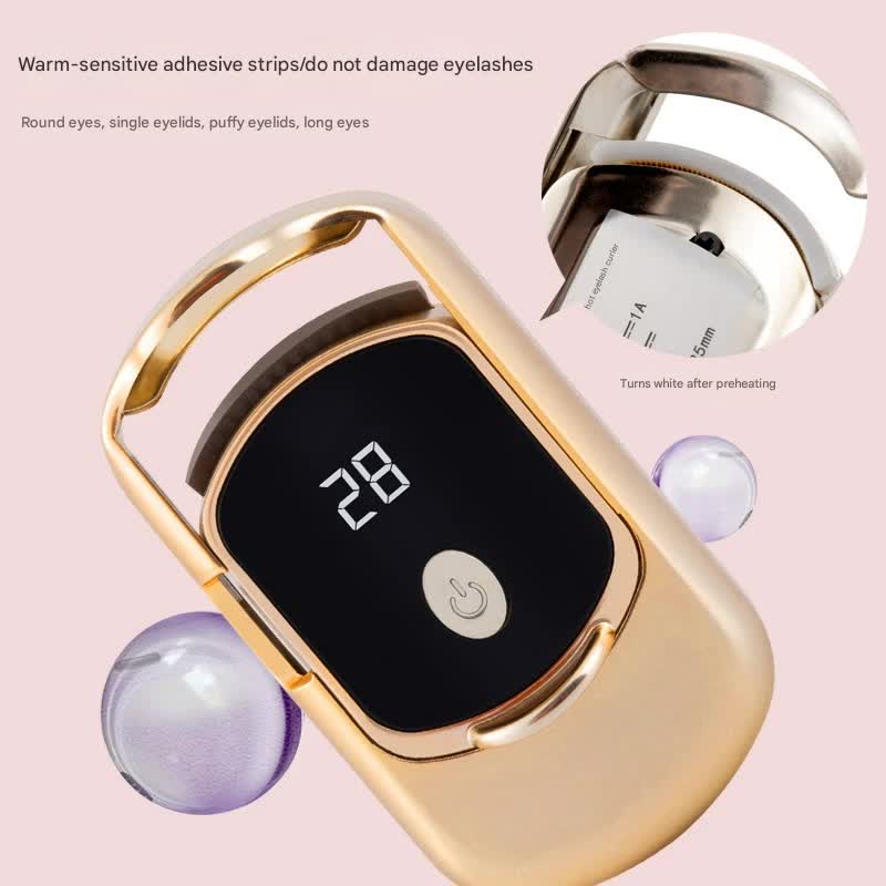 2pc Rechargeable Electric Heated Eyelash Curler - 55C Constant Temperature, LED Display, Gentle Curling(pink) - Image 4