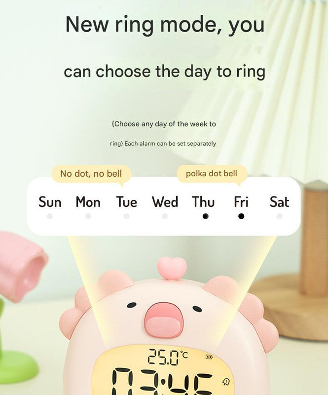 Cute Animal Digital Alarm Clock with Night Light, Temperature & Countdown Timer(Pink salamander) - Image 5