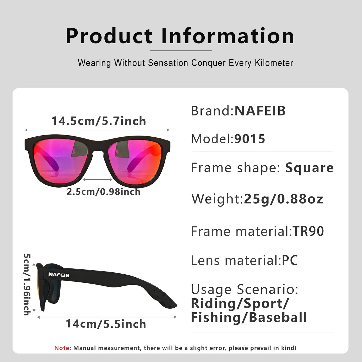 NAFEIB Polarized Sports Sunglasses - Lightweight TR90 Frame, UV400 Protection for Riding & Outdoor Activities(Transparent) - Image 4