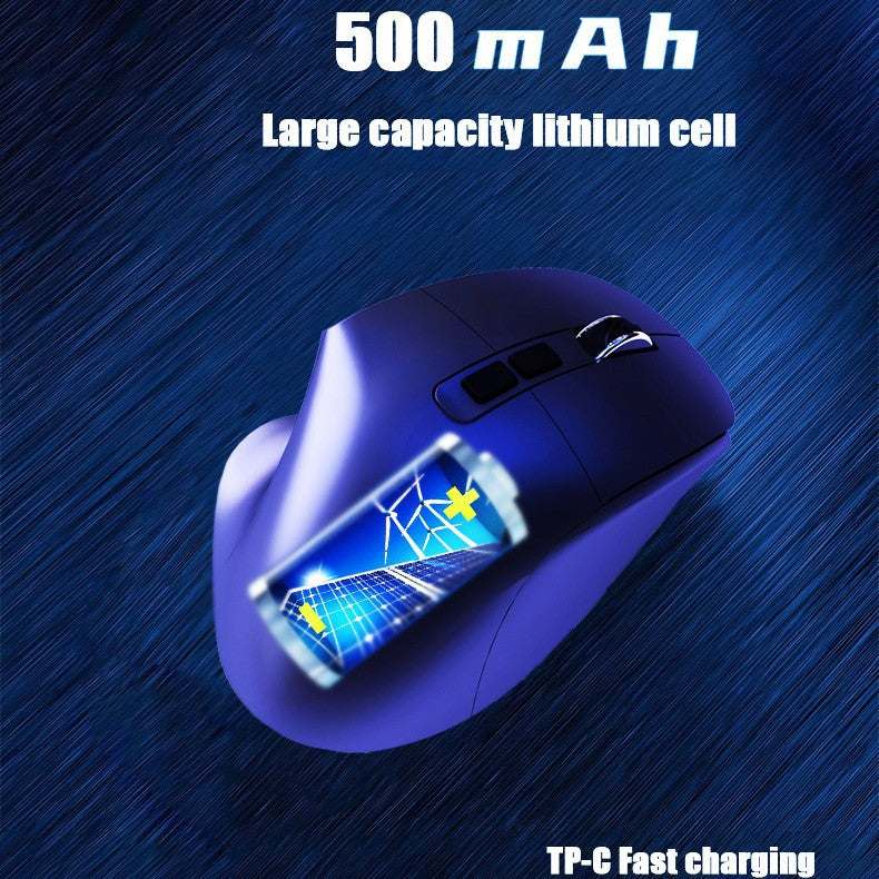 Ergonomic Vertical Wireless Mouse - Dual Mode (2.4G + Bluetooth), RGB Light, Rechargeable 500mAh Battery(Gray) - Image 5