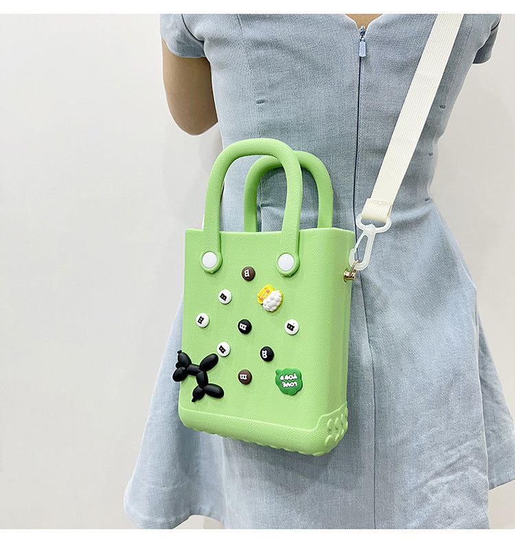 EVA Large Capacity Crossbody & Handbag - Customizable with Charms, Lightweight & Versatile,Pink (with DIY accessories) - Image 3