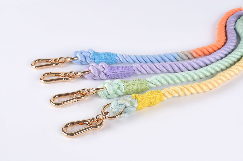 Premium Leather Pet Collar and Leash - Soft, Strong Braided Rope (Pink Purple - Size M) - Image 5