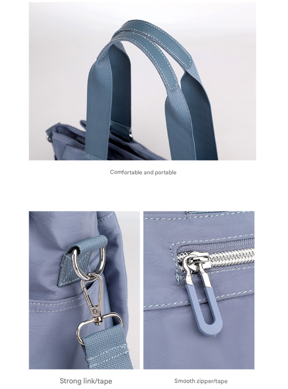 Black Versatile Water-Repellent Nylon Tote Bag - Lightweight Multi-Pocket Shoulder & Crossbody Handbag - Image 6