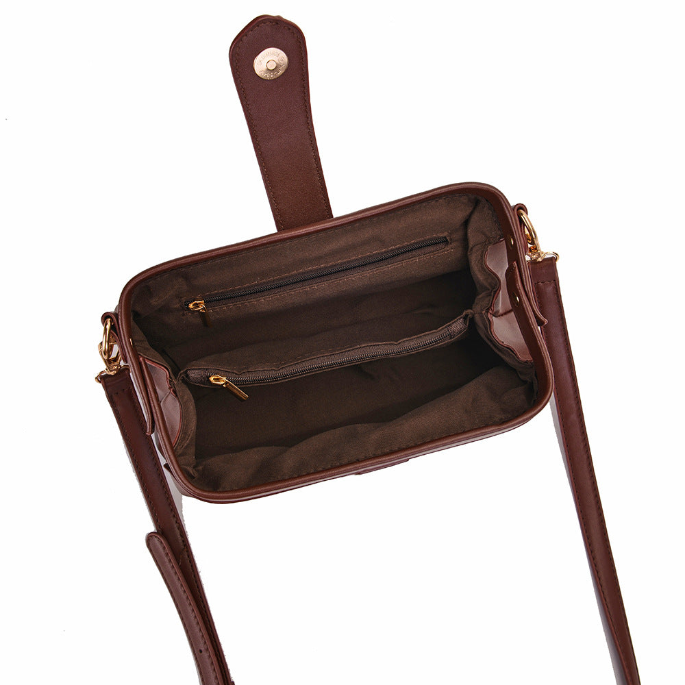Coffee Chic Vintage Inspired PU Leather Crossbody Bag - Small Frame Doctor Style Purse with Adjustable Strap - Image 7