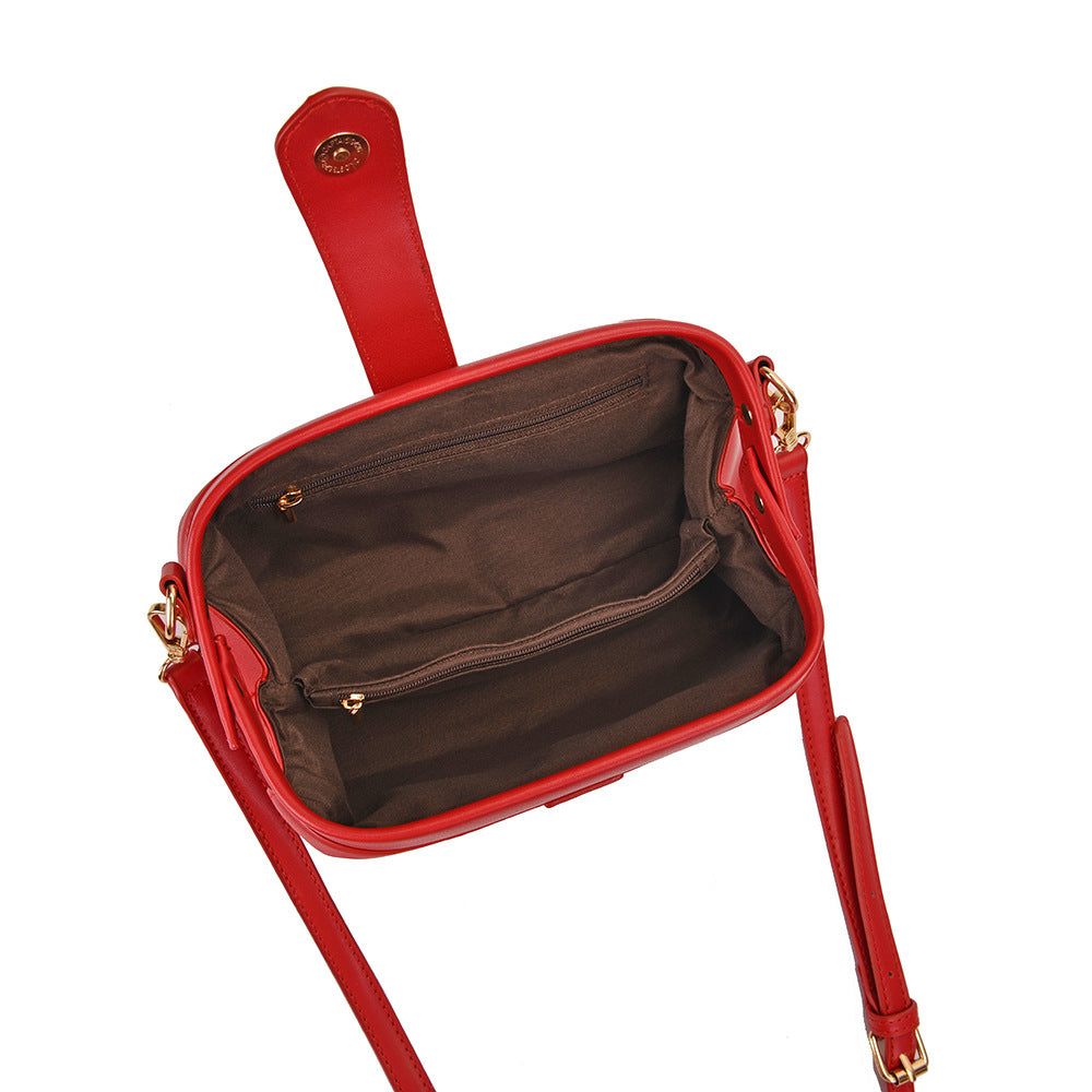 Red Chic Vintage Inspired PU Leather Crossbody Bag - Small Frame Doctor Style Purse with Adjustable Strap - Image 7