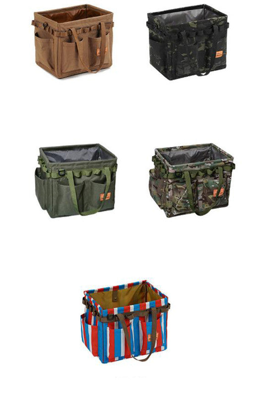 Green Camouflage Heavy Duty Foldable Outdoor Camping Storage Box - Oxford Cloth Collapsible Gear Organizer Tote with Pockets - Image 7
