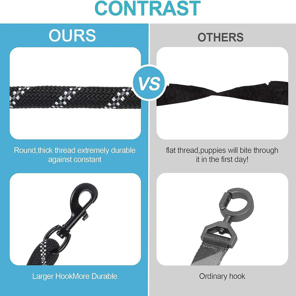 Blue 3-in-1 Tangle-Free Dog Leash for 1-3 Dogs - Heavy Duty Bungee Coupler with Reflective Stitching & Padded Handle - Image 8