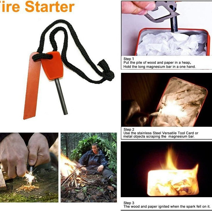 Black 8-in-1 Emergency Survival Kit - Compact Outdoor Gear for Camping, Hiking & Car - Image 3