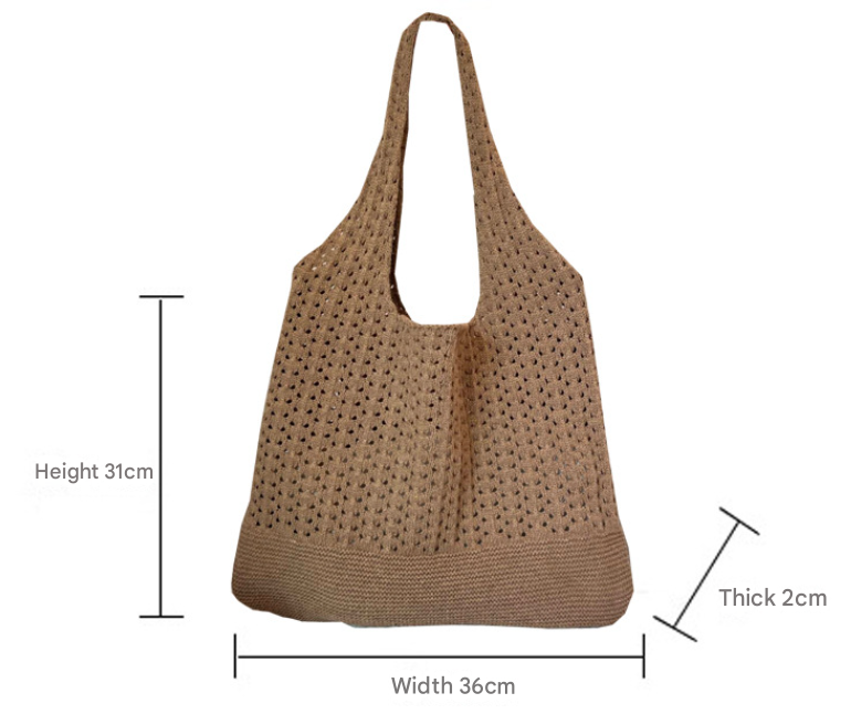 White Handwoven Knitted Tote Bag - Vintage Style Shoulder Bag - Image 2