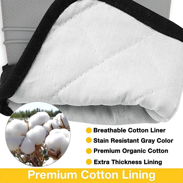 Grey Set BPA-Free Non-Slip Silicone Oven Mitts - Heat Resistant Gloves with Honeycomb Pattern for Kitchen Safety - Image 3