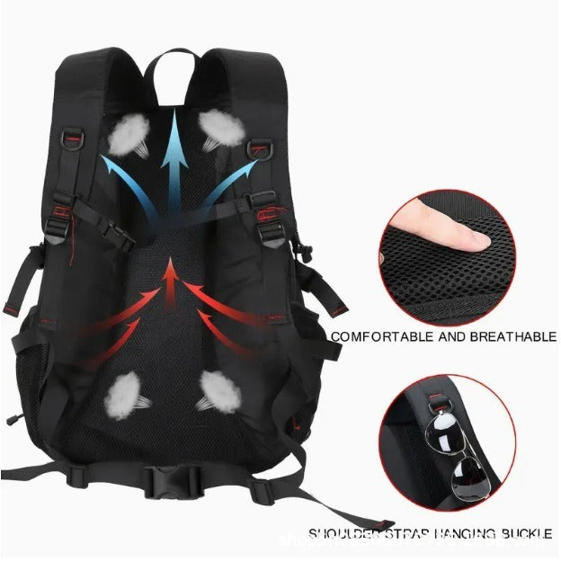 Grey 40L Large Capacity Travel Backpack - Water-Resistant Hiking Rucksack with USB Charging Port - Image 3