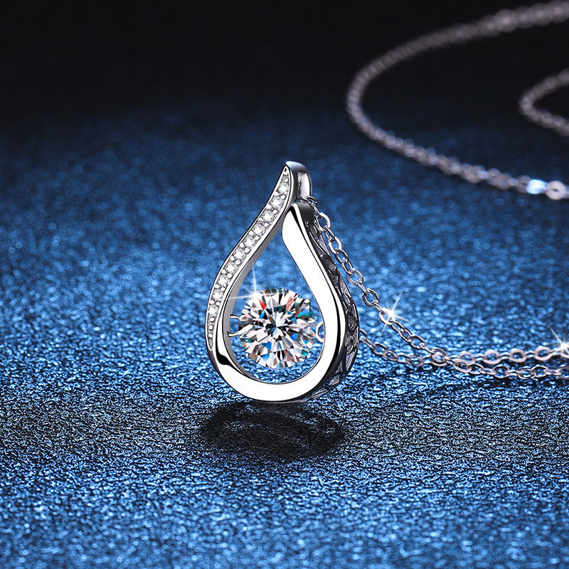 Dazzling Teardrop Dancing Moissanite Necklace S925 Sterling Silver Pendant - Image 2