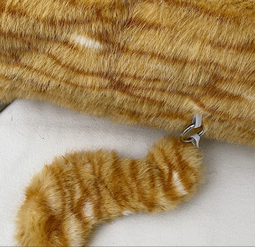 Grey Adorable Fluffy Cat Shoulder Bag - Cute Plush Kitten Novelty Handbag for Girls & Women - Image 3