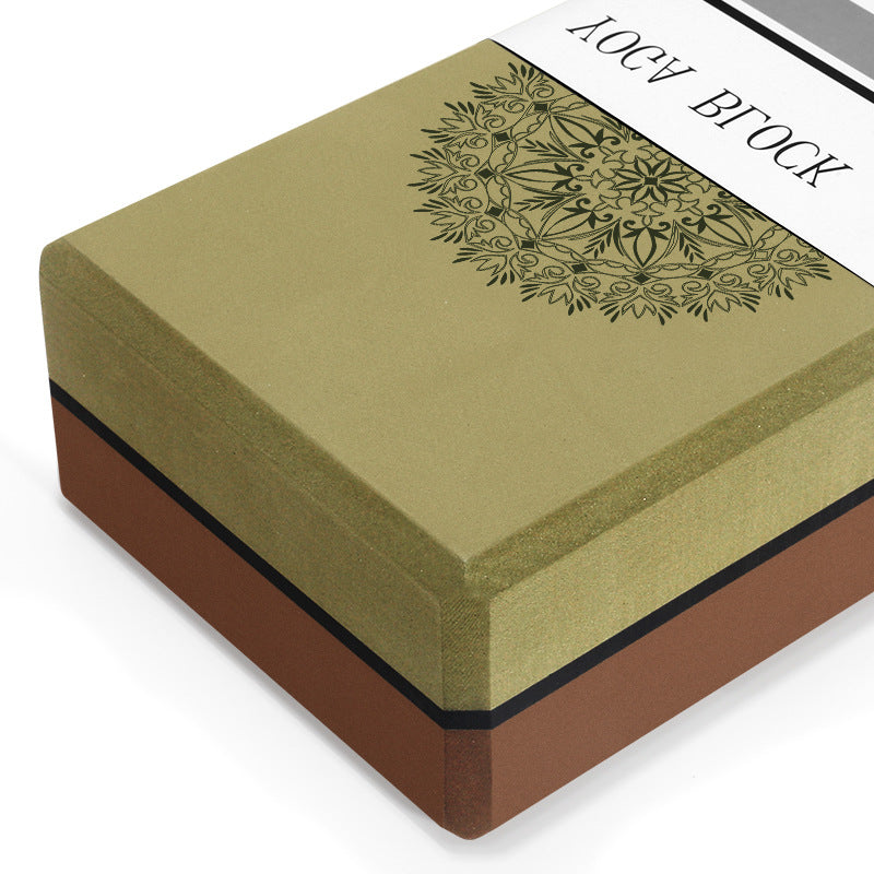 Olive Green/Brown High-Density EVA Foam Yoga Block for Support & Stability - Lightweight Non-Slip Brick for Yoga, Pilates & Stretching - Image 3