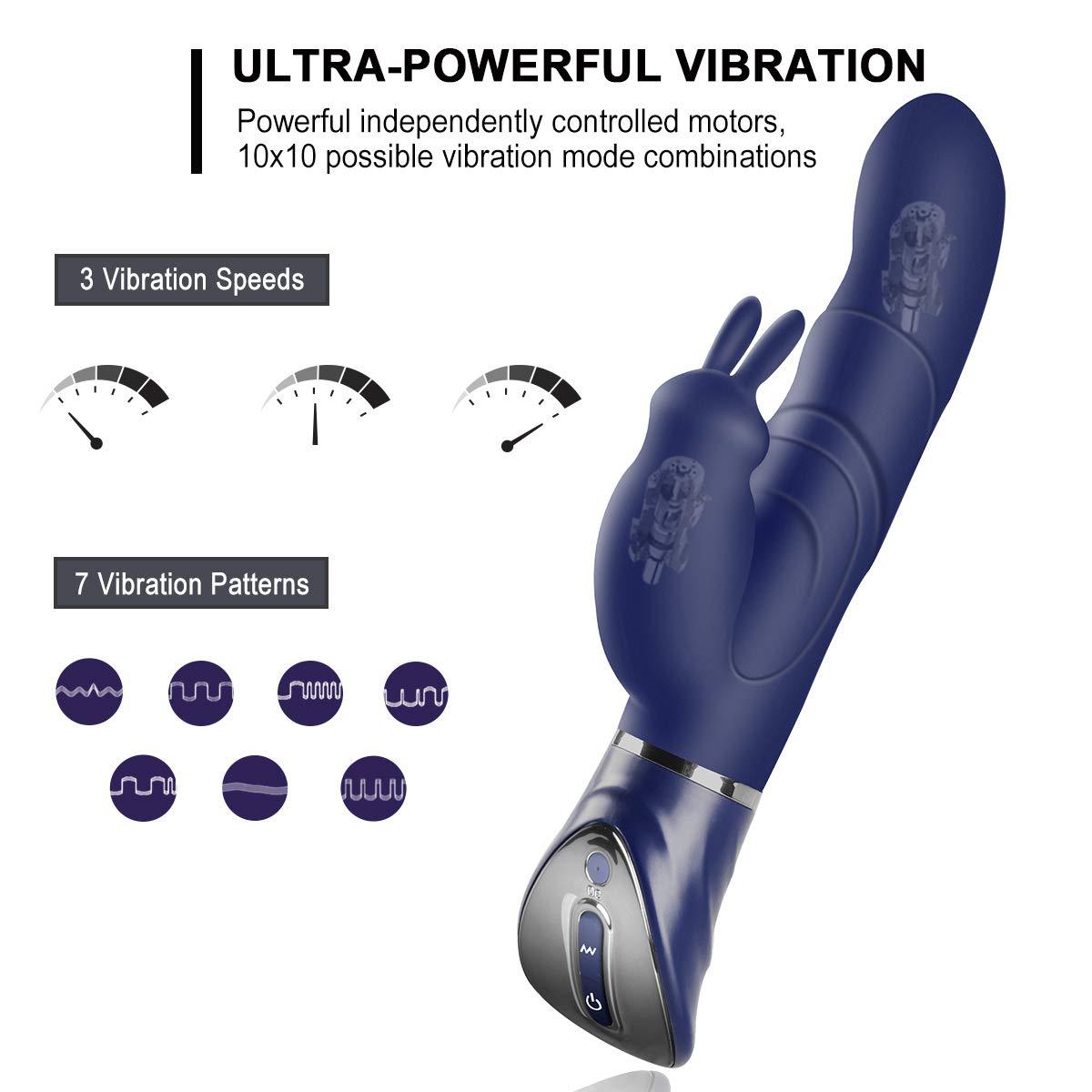 Purple Dual-Action Rabbit Vibrator - Female Pleasure Toy (USB Rechargeable) - Image 4