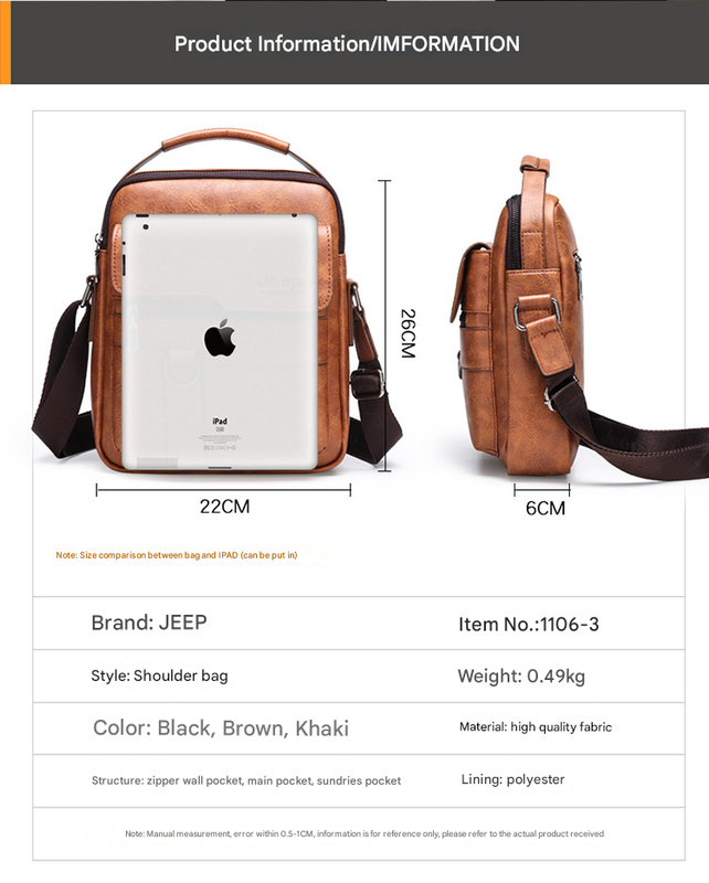 Dark Brown Men's Vintage Crossbody Bag - PU Leather Business Casual Shoulder Messenger Bag for iPad - Image 5