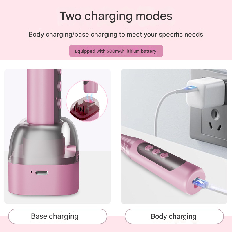 Pink Professional Electric Nail Drill Kit - 6-Speed 18000RPM Rechargeable Manicure & Pedicure File for Polishing, Grinding & Gel Removal - Image 4