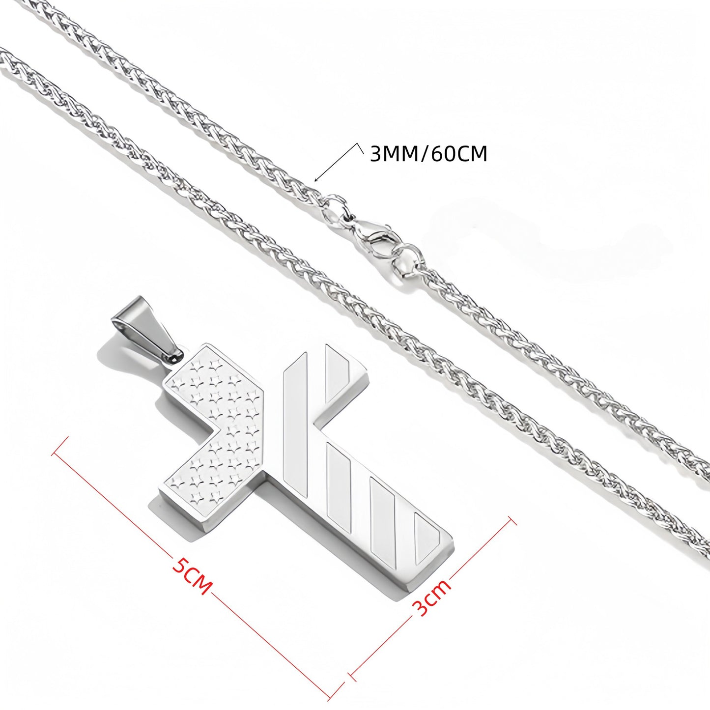 Silver Men's Textured Cross Necklace - Stainless Steel Pendant with Inspirational Message - Image 3