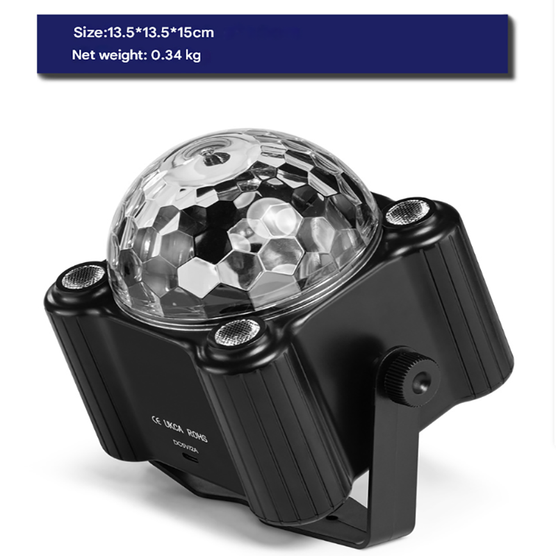 Black Sound Activated Disco Ball Party Light with Remote - RGB Strobe & UV Stage Lighting for Home Parties - Image 3