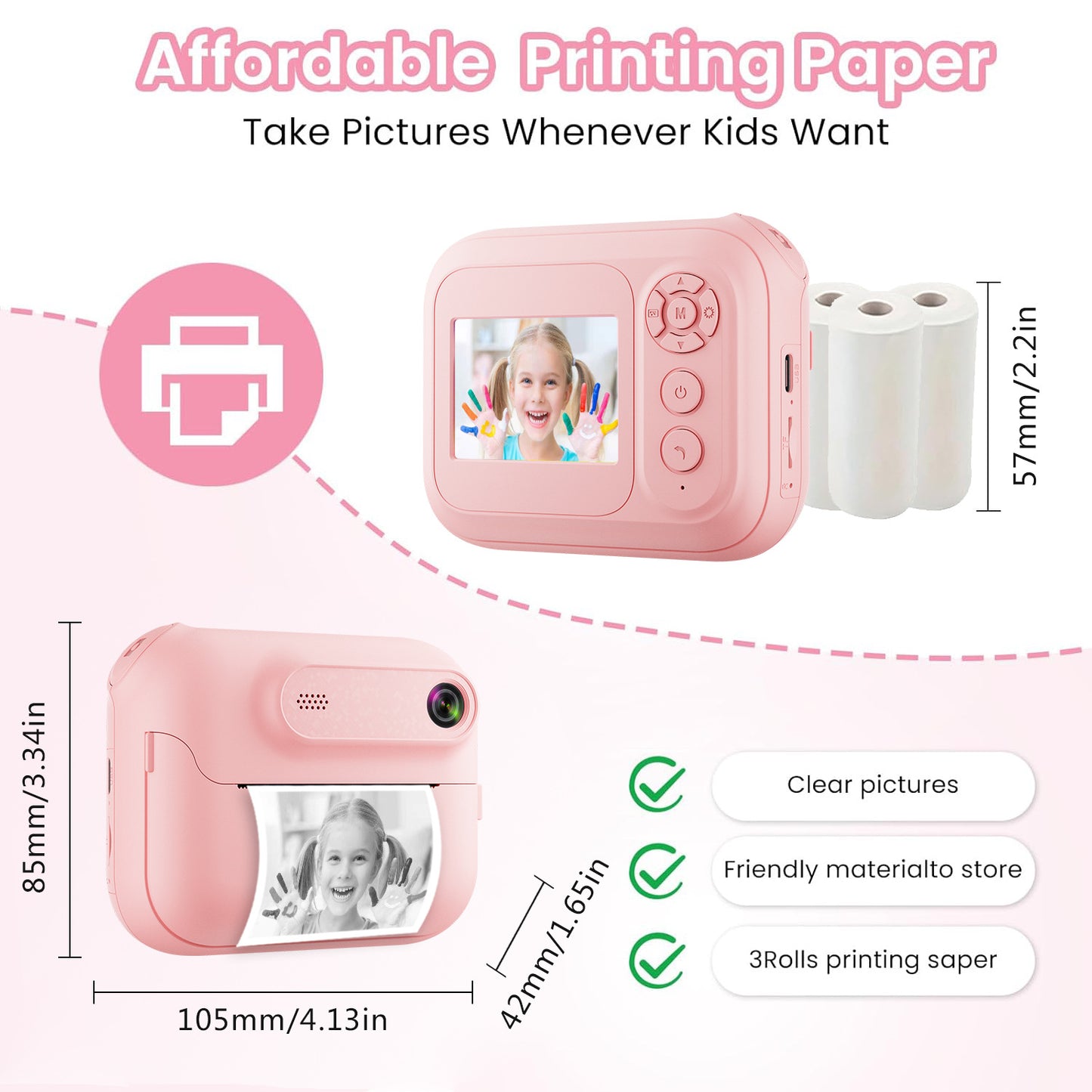 Kids Multi-Functional Camera Toy - Instant B&W Printing & Creative Stickers(blue) - Image 5