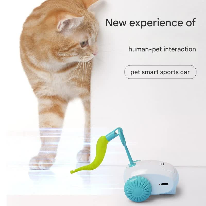 Interactive Smart Cat Toy Car - Automatic Obstacle Avoidance, Feather Tail, USB Rechargeable(gray) - Image 4